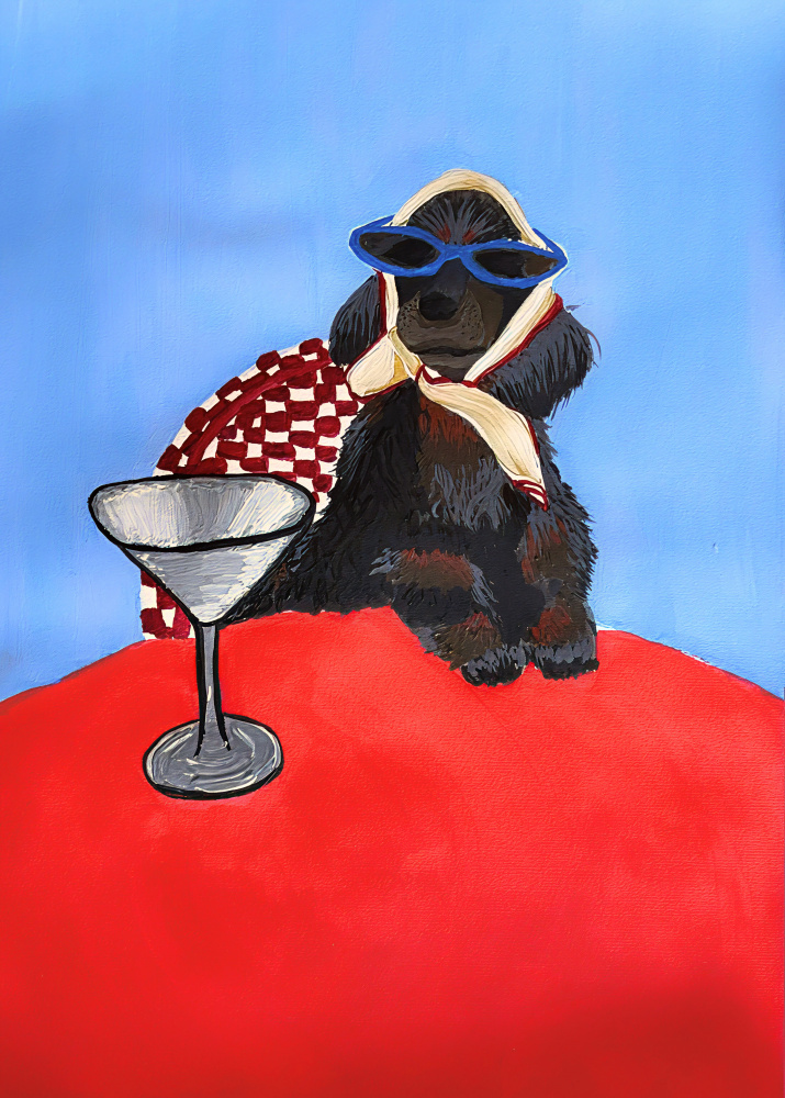 Stylish Poodle Martini by Idah Christina — canvas wall art