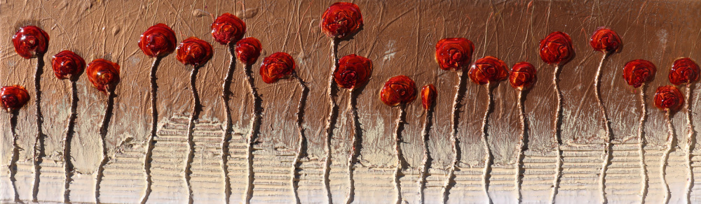 Textured Red Poppies by Donatella Marraoni — canvas wall art