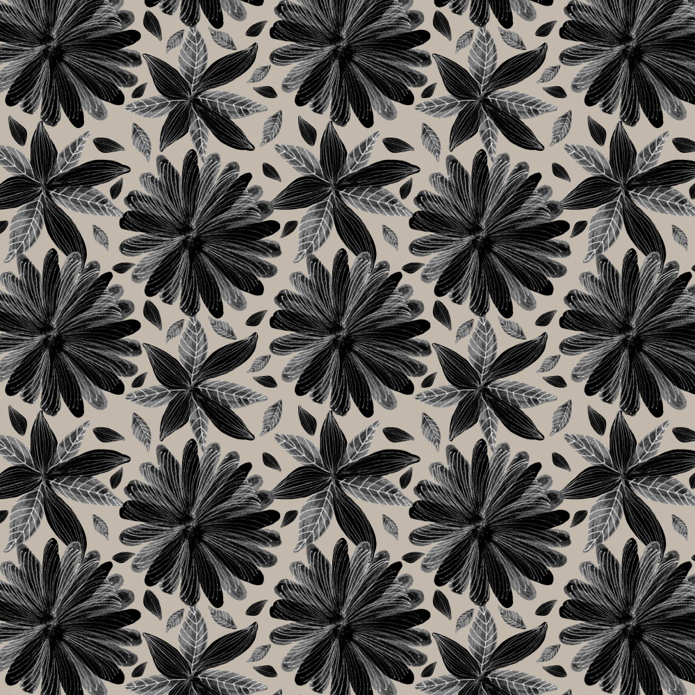 Black Floral Pattern by Michele Channell — canvas wall art