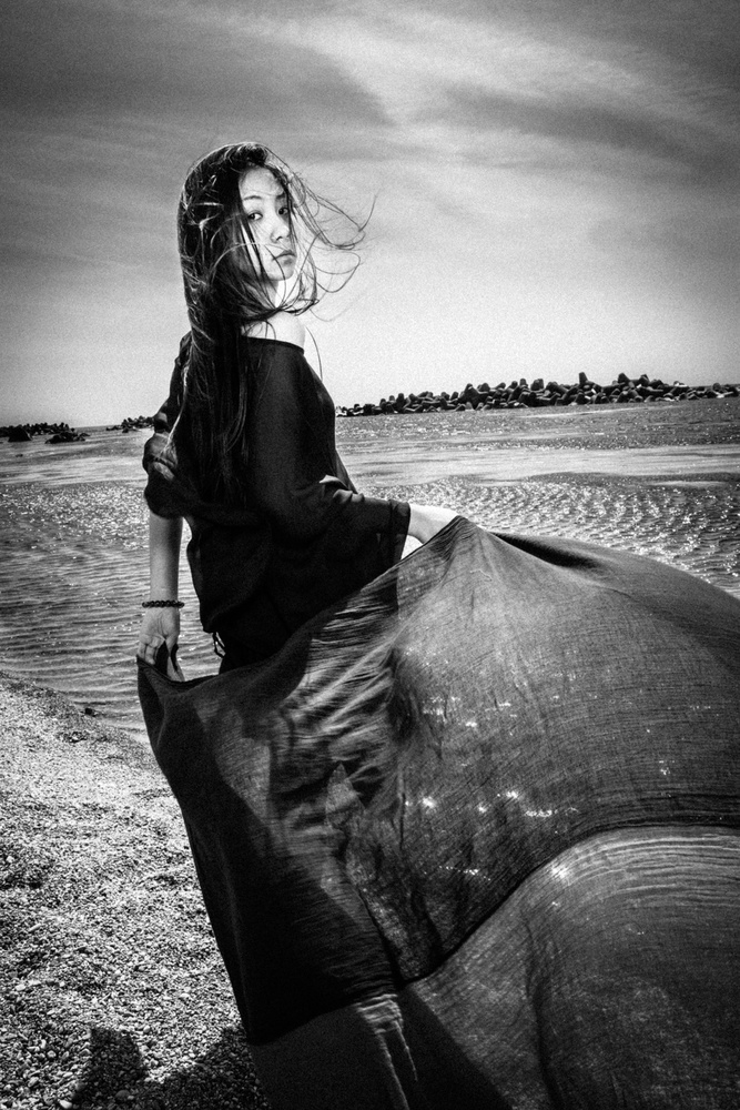 Dramatic Beach Woman by TORU MATSUNAGA — canvas wall art