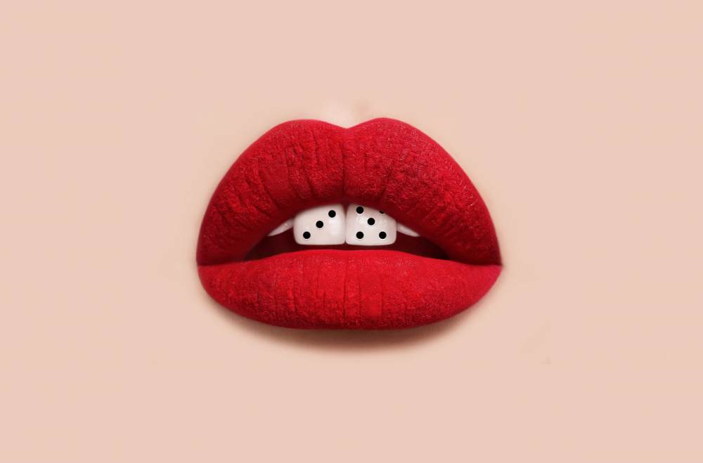 Lucky Dice Red Lips by Artem Pozdniakov — canvas wall art