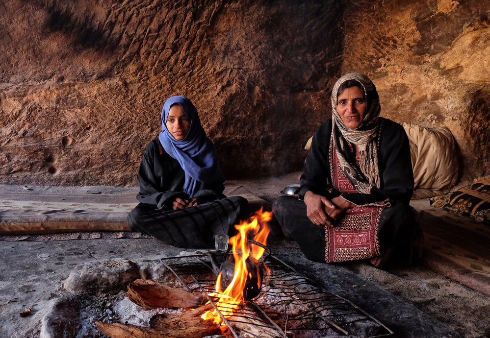 Bedouin Women by Fire by Andrei Nicolas - The Traveler — canvas wall art