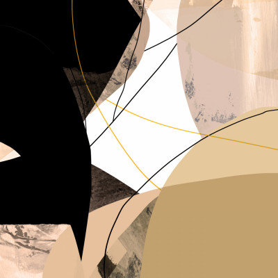 Noir & Parchment Geometric Abstract with Gold Accents
