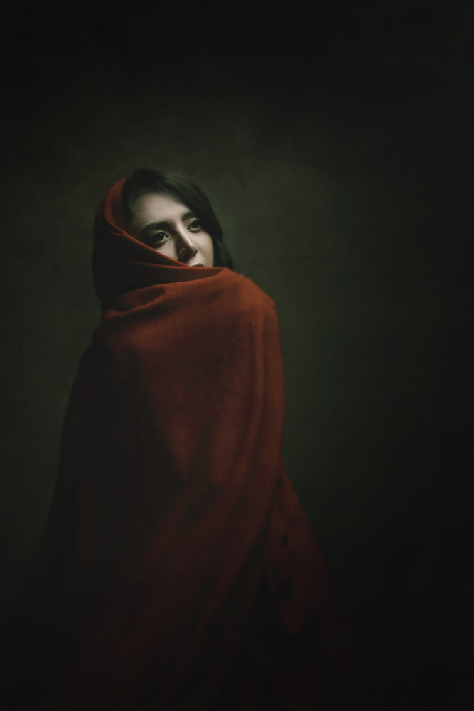 Woman in Red Cloak by Moein Hasheminasab — canvas wall art