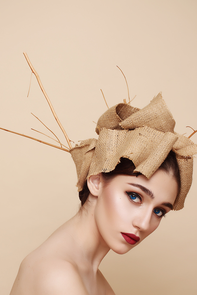 Burlap Fashion Portrait by Anthony Skip — canvas wall art