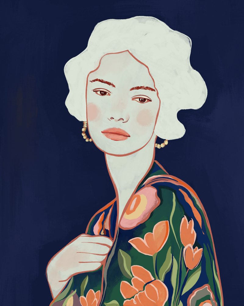 Elegant Floral Woman by CATS AND DOTZ — canvas wall art