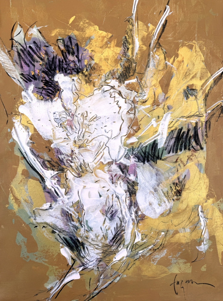 Golden Floral Bloom by Dorothy Fagan — canvas wall art