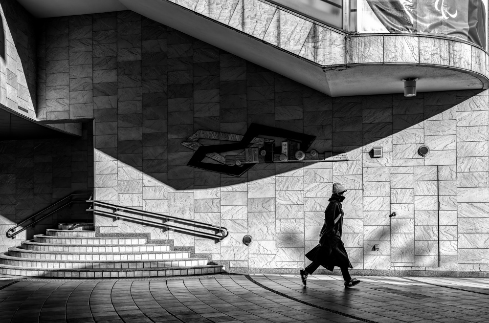 Geometric Urban Walk by Yuzo Fujii — canvas wall art