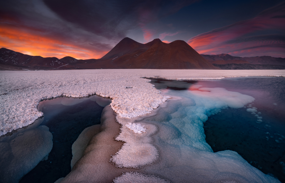 Dramatic Frozen Lake Sunset by Karol Nienartowicz — canvas wall art