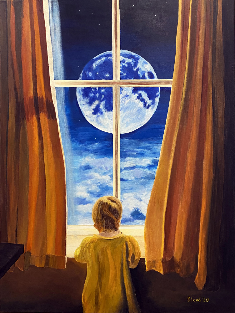 Child Gazing Moon by Tom Blood — canvas wall art