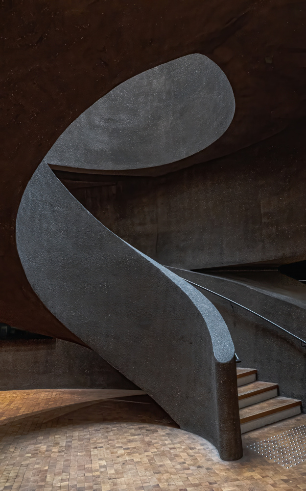 Curved Concrete Staircase by Gila Koller — canvas wall art