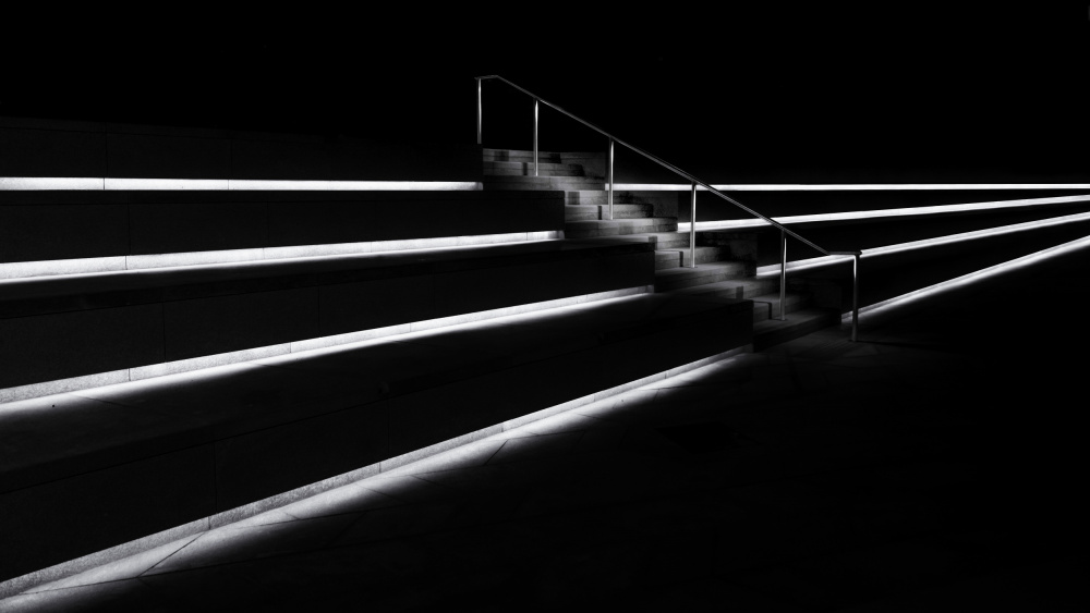 Illuminated Geometric Stairs by Rolf Endermann — canvas wall art