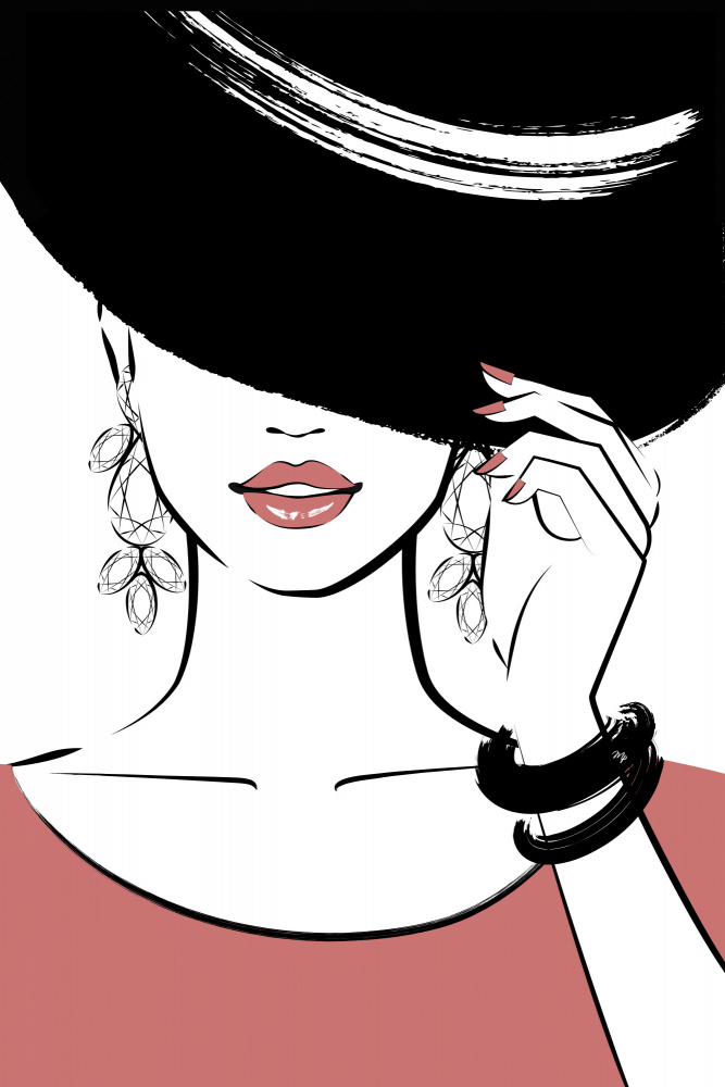 Mysterious Woman Black Hat by Martina — canvas wall art