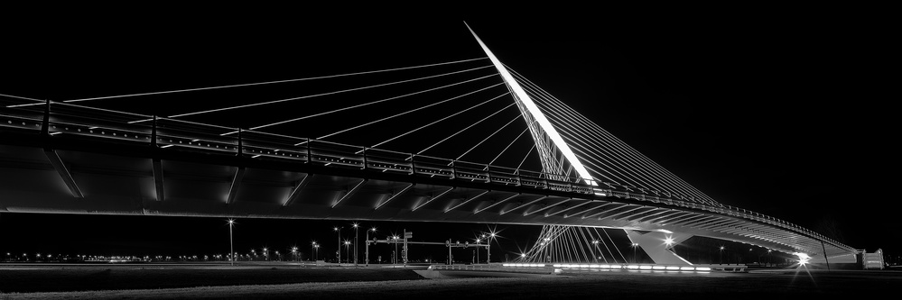Modern Night Bridge by Oliver Buchmann — canvas wall art