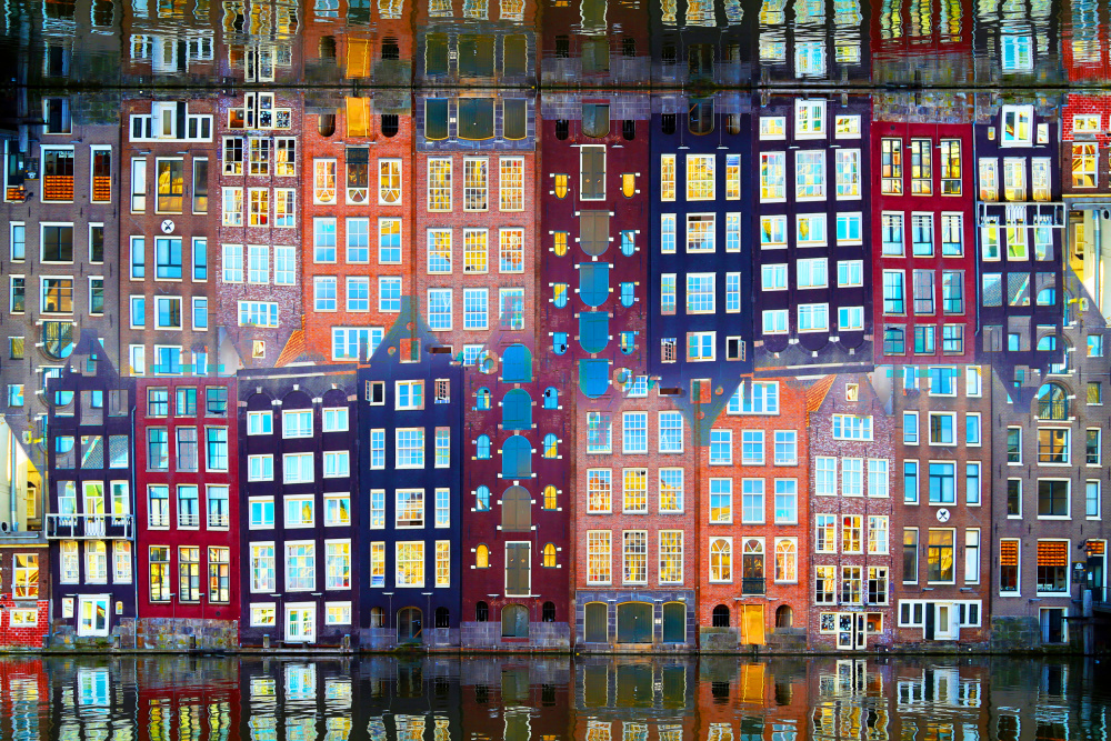 Illuminated Canal Houses by Igor Shrayer — canvas wall art