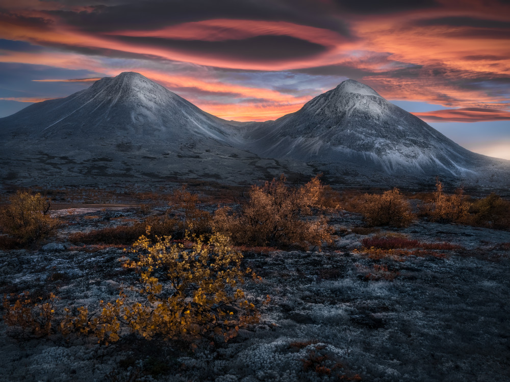 Autumn Mountain Sunset by Ole Henrik Skjelstad — canvas wall art