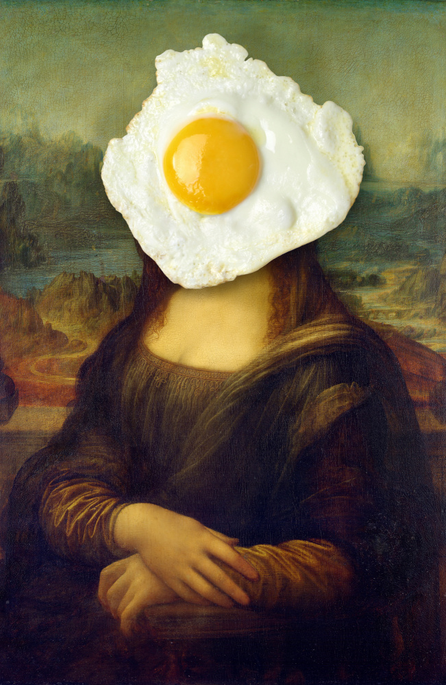 Mona Lisa Fried Egg by Marja van den Hurk — canvas wall art