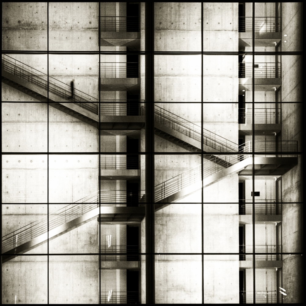 Modern Stairwell Geometry by Mari O` Benz — canvas wall art