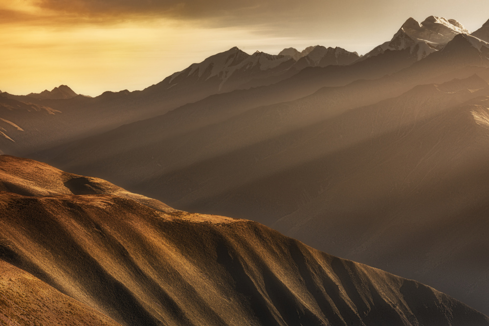 Golden Mountain Rays by 吴子诚WuZiCheng — canvas wall art