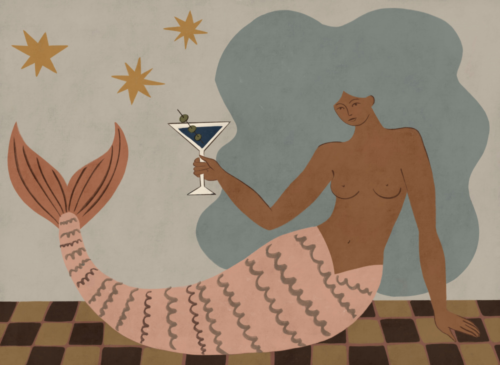 Mermaid Martini by Las3curiosas — canvas wall art