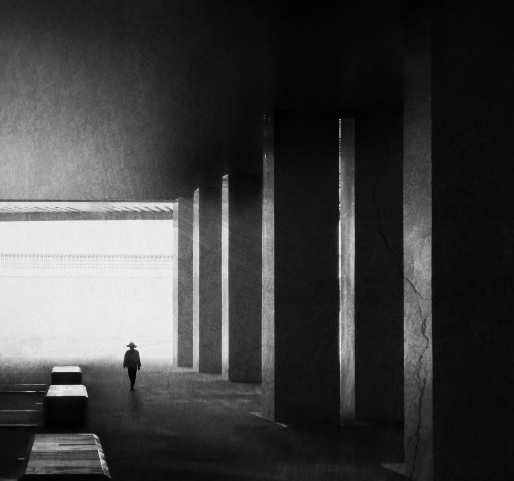 Solitary Walkway Light by Biao  Huang — canvas wall art