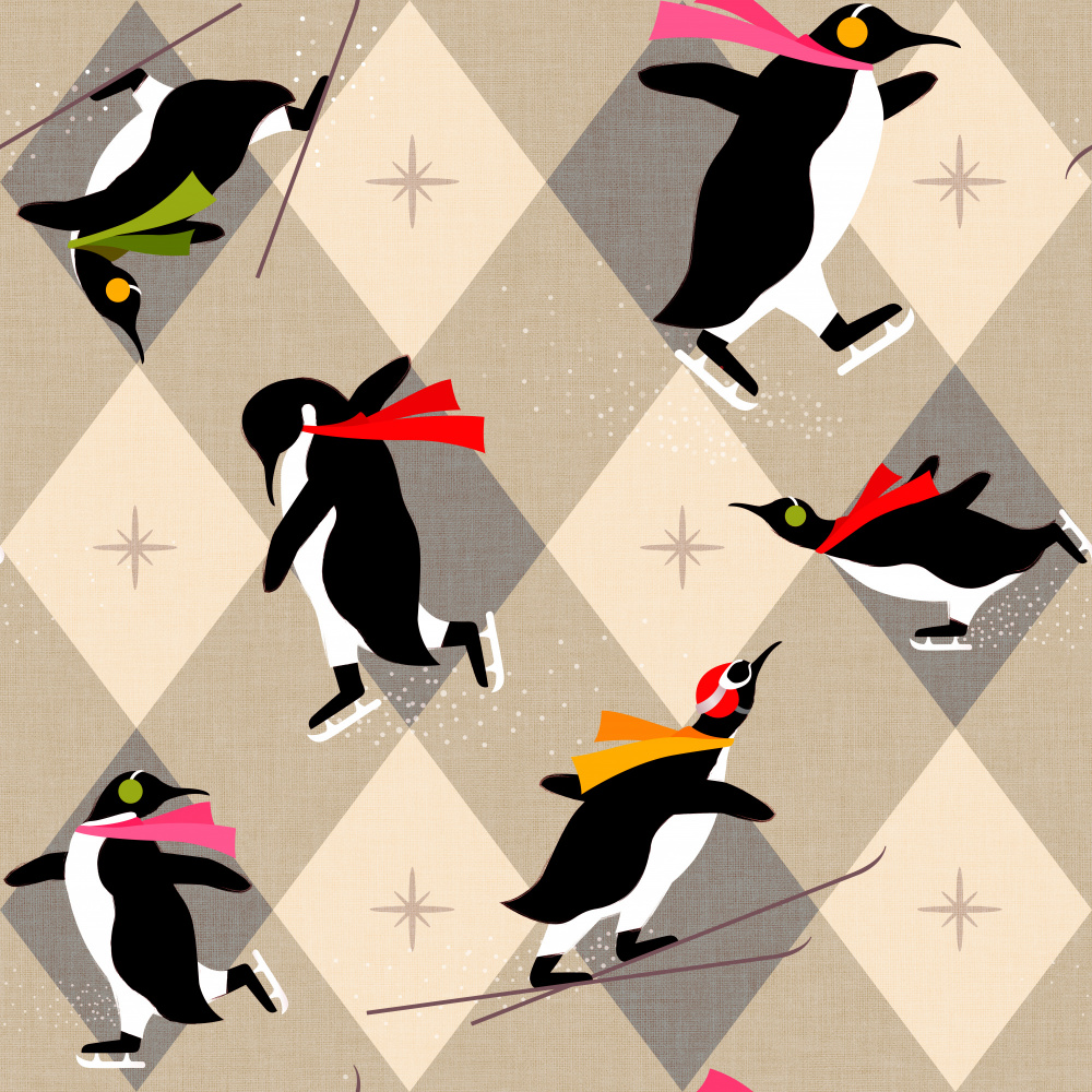 Penguins Winter Fun by Dominique Vari — canvas wall art