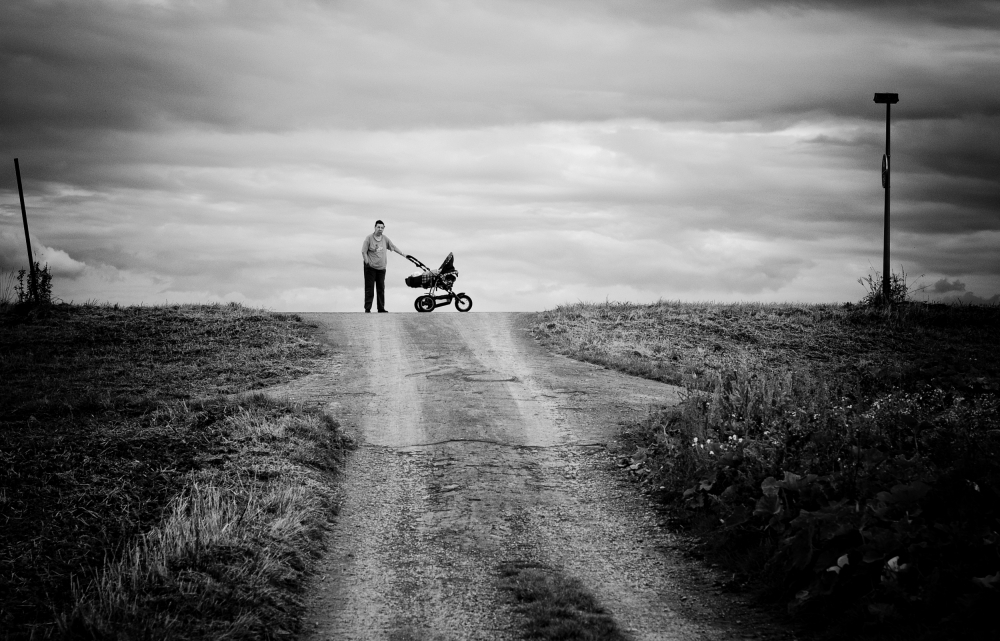 Father And Stroller Path by Jürgen Hartlieb — canvas wall art