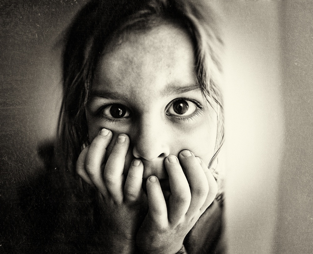 Shy Girl With Wide Eyes by Amir Bajrich — canvas wall art