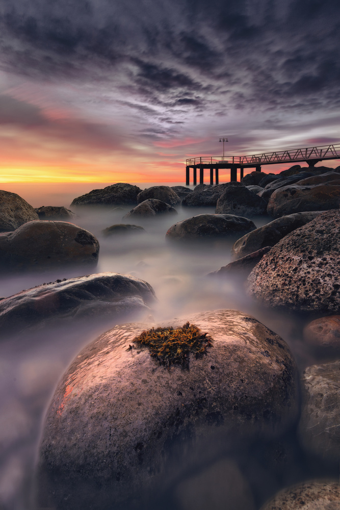 Dramatic Coastal Sunset Rocks by Anto Camacho — canvas wall art