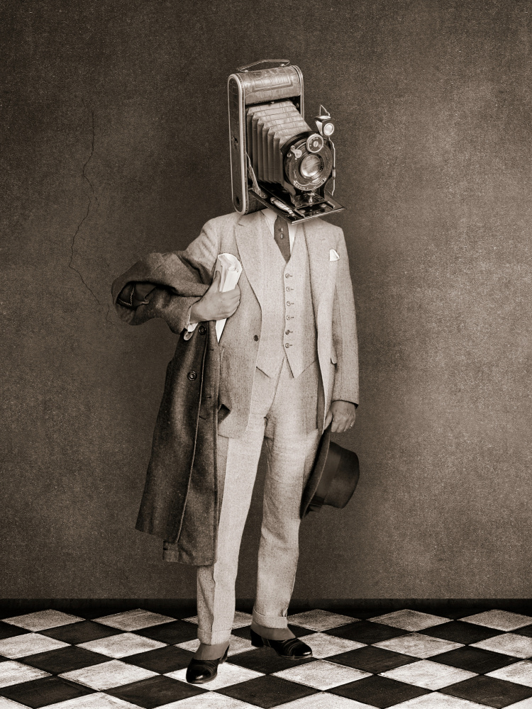 Vintage Camera Gentleman by Marja van den Hurk — canvas wall art