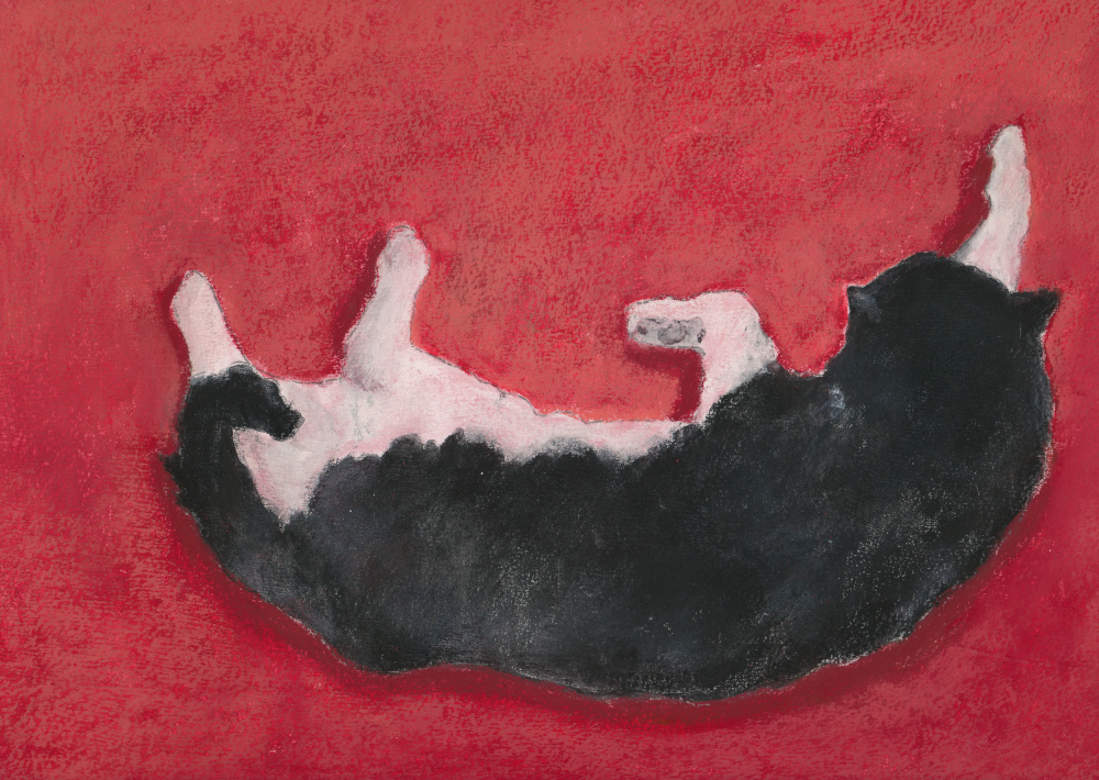 Happy Dog On Red by Lena Ru — canvas wall art