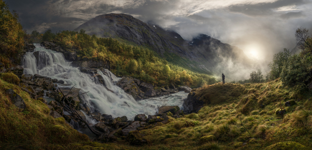 Cascading Mountain Light by Tom Meier — canvas wall art