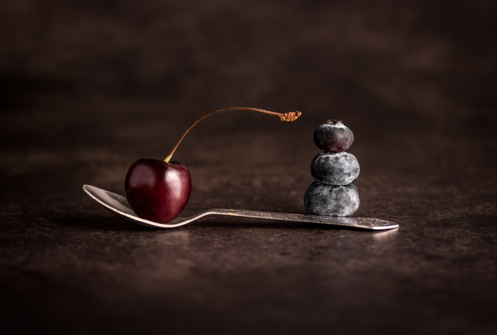 Cherry and Blueberry Balance by Sumit Dhuper — canvas wall art