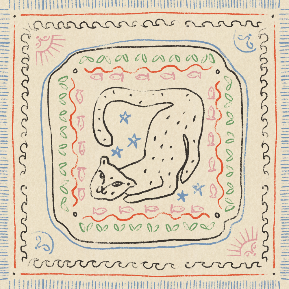 Playful Folk Cat by Raipa Studio — canvas wall art