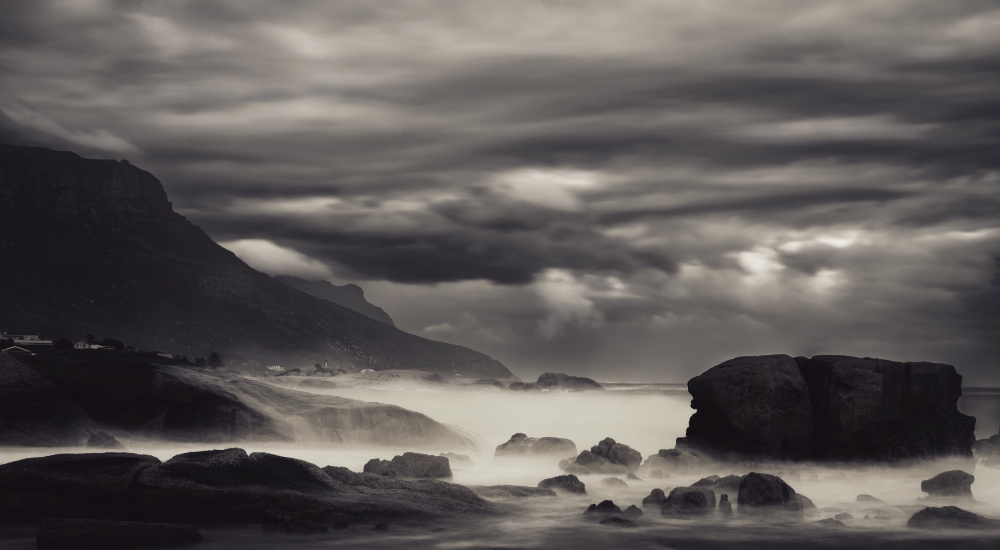 Misty Coastal Landscape by Dora Artemiadi — canvas wall art