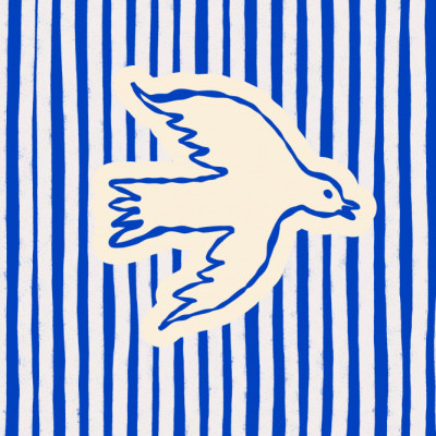 White Bird Blue Stripes