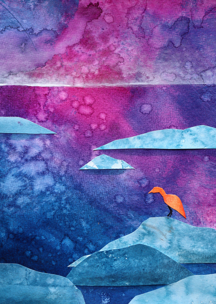 Dreamy Orange Bird by Ania Witwitzka — canvas wall art