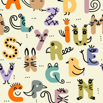 Schooling Living Alphabet Multicolor seamless pattern