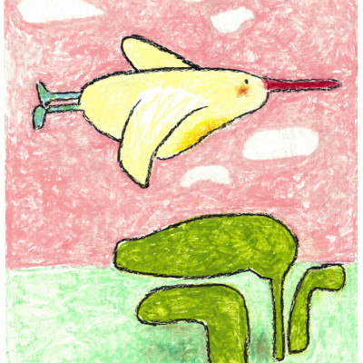 Whimsical Bird Flight