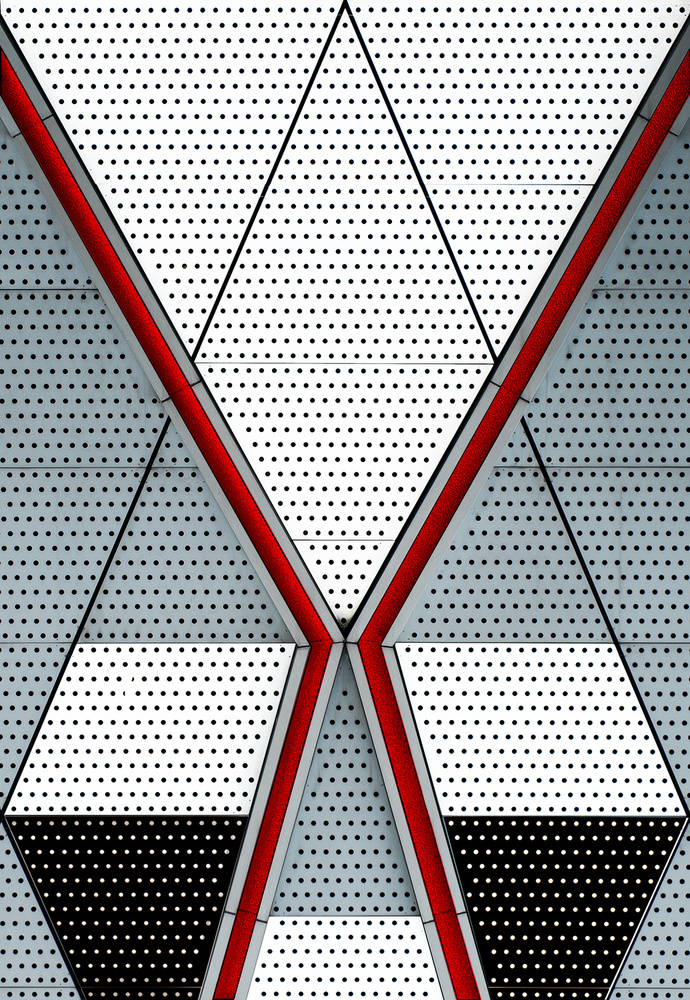 Red Geometric Triangles by Harry Verschelden — canvas wall art