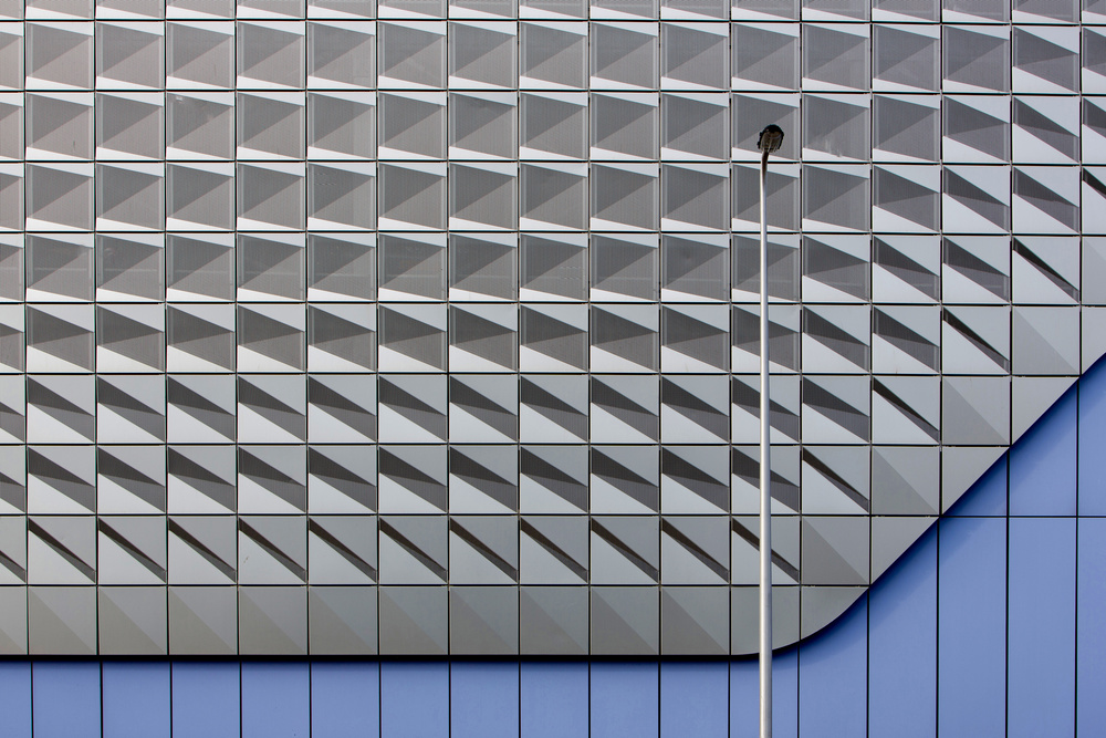 Geometric Blue Facade by Jan Niezen — canvas wall art