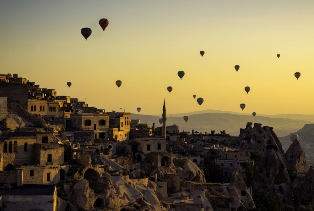 Hot Air Balloons Cappadocia Sunrise by Yavuz Pancareken — canvas wall art