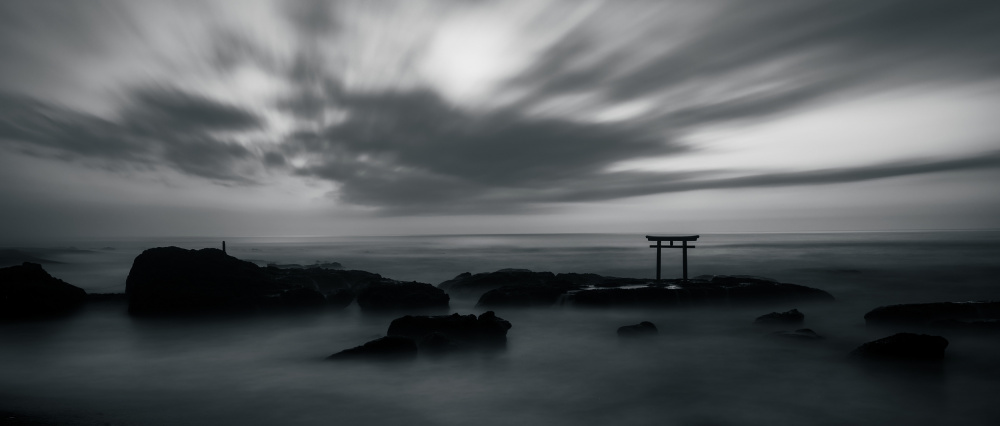 Serene Japanese Ocean Gate by R Suguri — canvas wall art