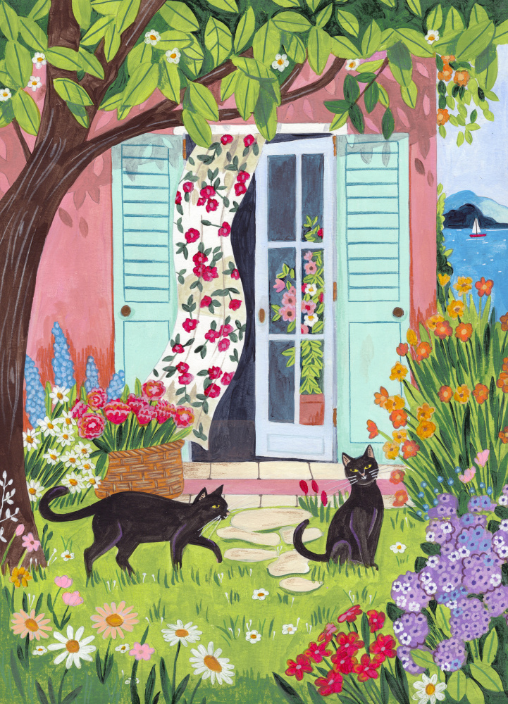 Garden Cats by the Sea by Caroline Bonne Müller — canvas wall art