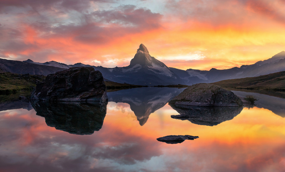 Alpine Sunset Reflection by Álvaro Pérez &amp Jose M. Pérez. Brothers — canvas wall art