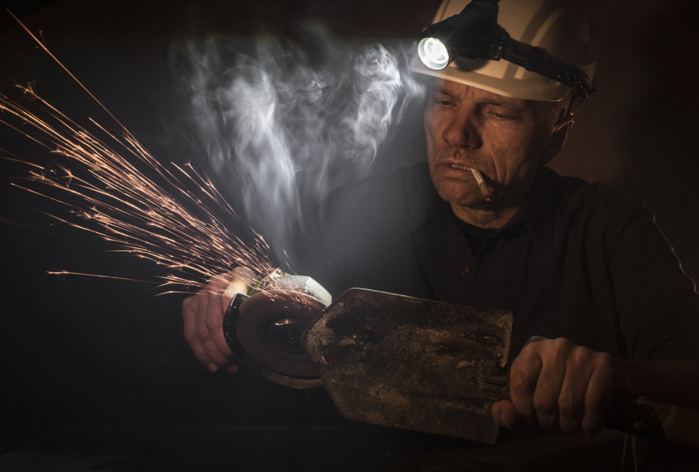 Industrial Grinding Sparks by Viktor Cherkasov — canvas wall art