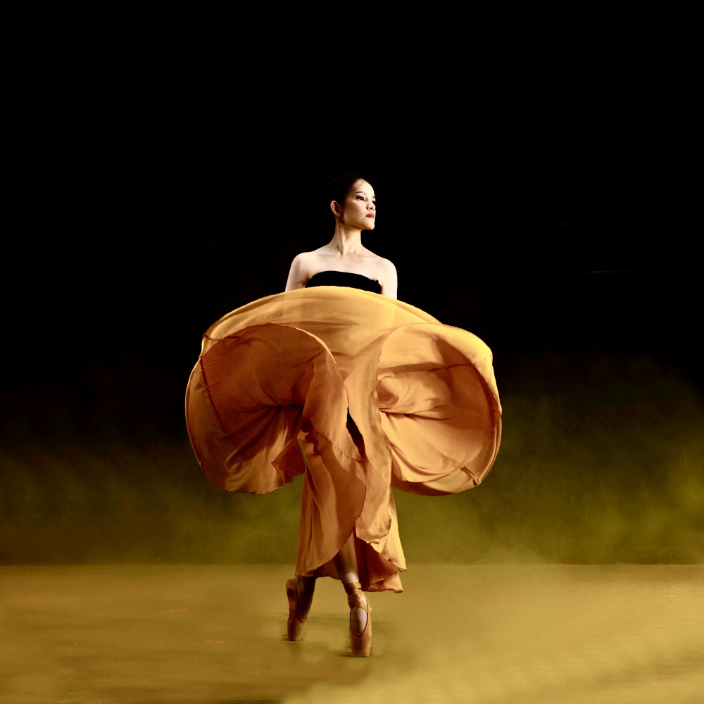 Ballerina In Golden Flow by Agus Adriana — canvas wall art