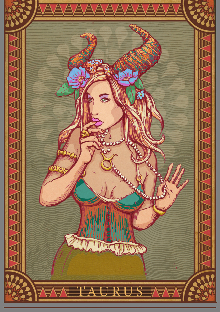 Taurus Zodiac Goddess by Olga Galeeva — canvas wall art