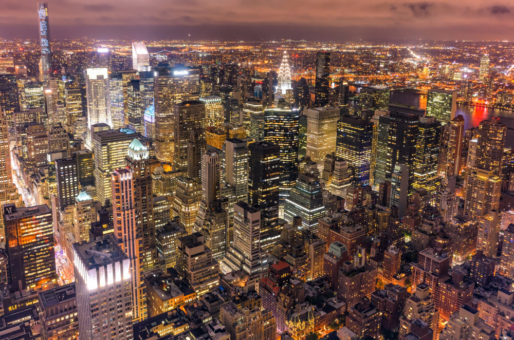 New York Night Skyline by Milton Mpounas — canvas wall art