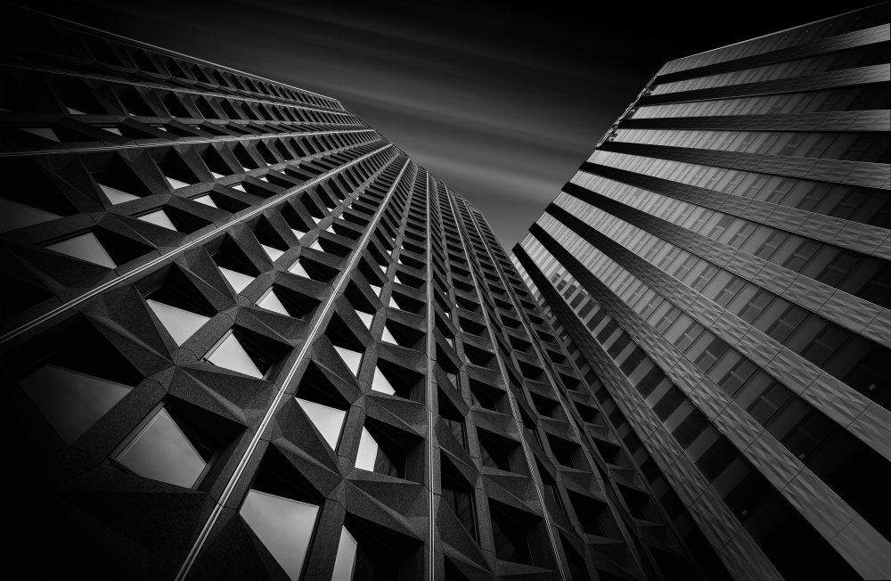 Black White Urban Geometry by Oussama Mazouz — canvas wall art